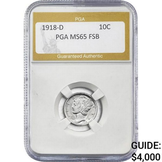 1918-D Mercury Silver Nickel PGA MS65 FSB