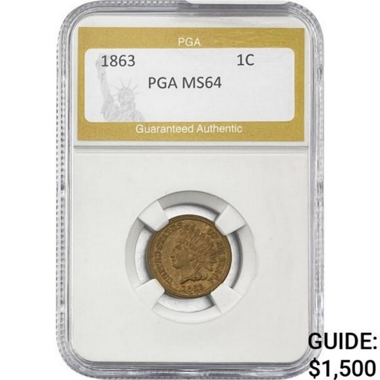 1863 Indian Head Cent PGA MS64