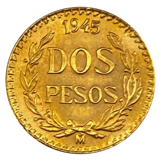 1945 Mexico Dos Pesos, .0482 oz agw