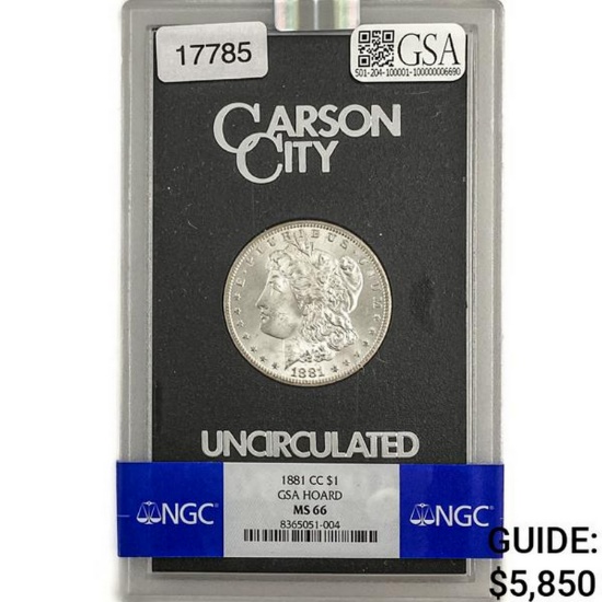 1881-CC Morgan Silver Dollar GSA MS66