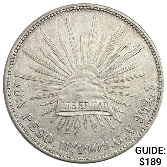 1909Mo GV Mexico Silver Peso