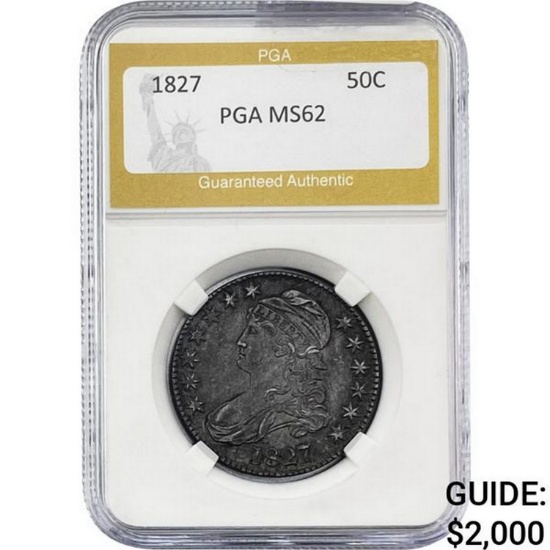 1827 Capped Bust Half Dollar PGA MS62