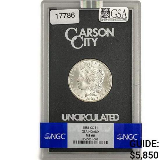 1881-CC Morgan Silver Dollar GSA MS66