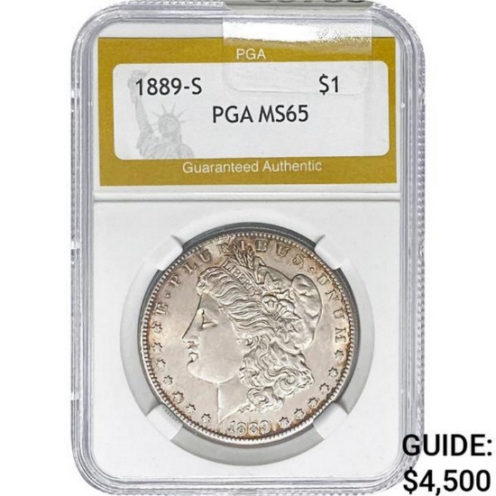 1889-S Morgan Silver Dollar PGA MS65