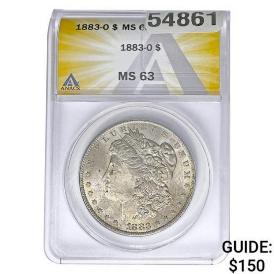 1883-O Morgan Silver Dollar ANACS MS63