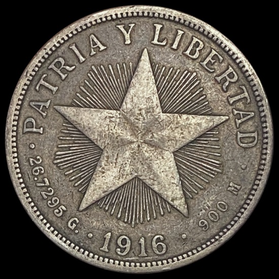 1916 CUBA PESO NEARLY UNCIRCULATED