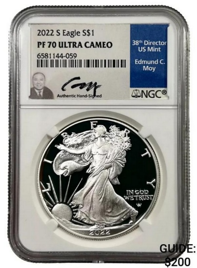 2022-S $1 Proof ASE NGC PF70 ULTRA CAM Moy Signed
