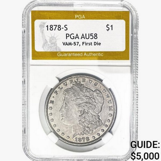 1878-S Morgan Silver Dollar PGA AU58 VAM 57, FD