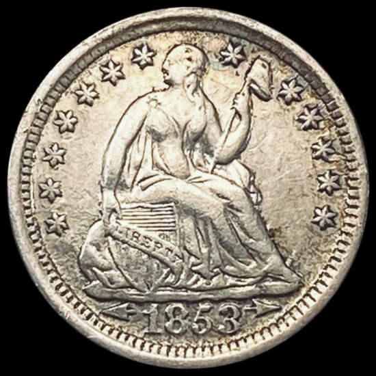 1853 ARROWS Seated Liberty Half Dime NEAR UNC