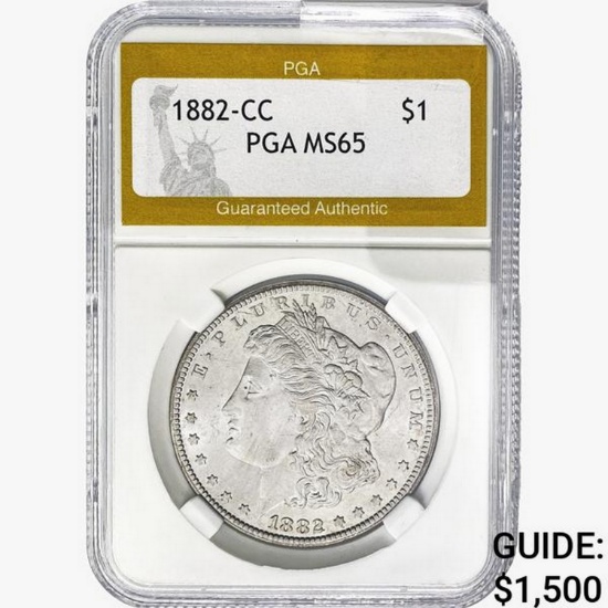 1882-CC Morgan Silver Dollar PGA MS65