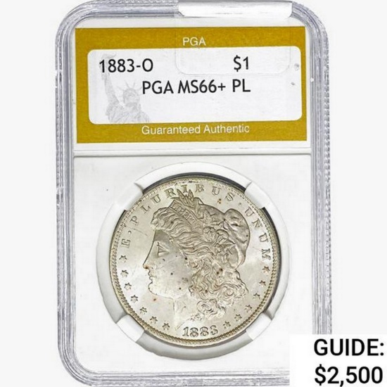 1883-O Morgan Silver Dollar PGA MS66+ PL