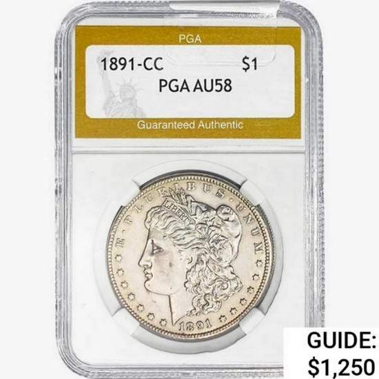 1891-CC Morgan Silver Dollar PGA AU58