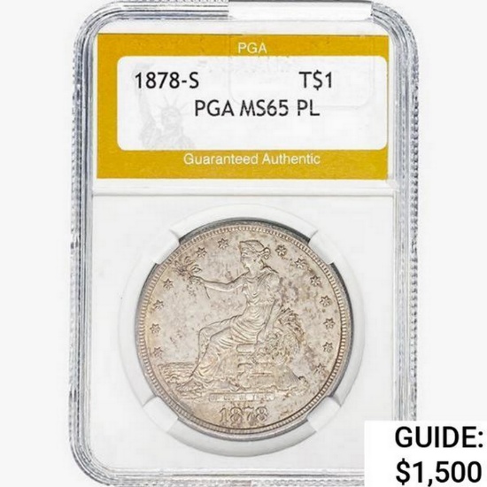 1878-S Silver Trade Dollar PGA MS65 PL