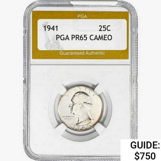 1941 Washington Silver Quarter PGA MS65 CAMEO
