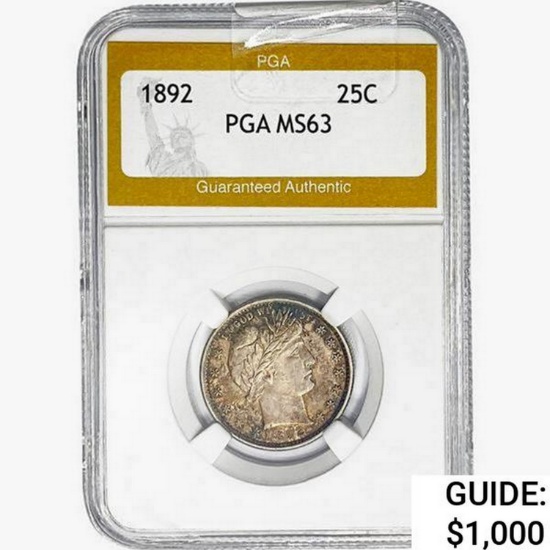 1892 Barber Quarter PGA MS63