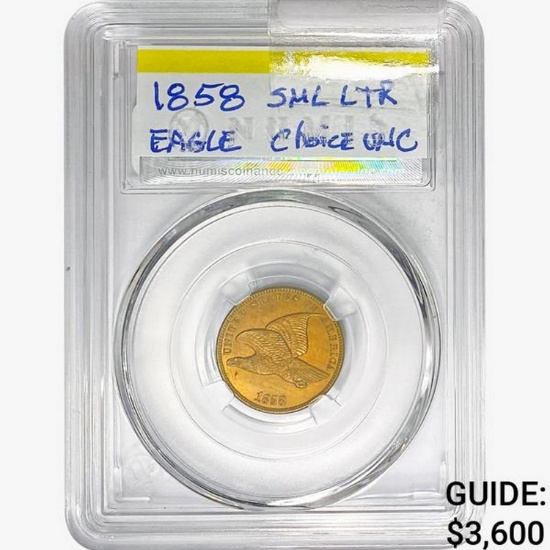 1858 Flying Eagle Cent NUMIS CHOICE UNC