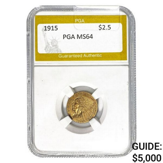 1915 $2.5 Indian Head PGA MS64
