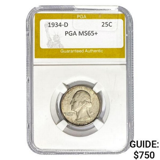 1934-D Washington Quarter PGA MS65+