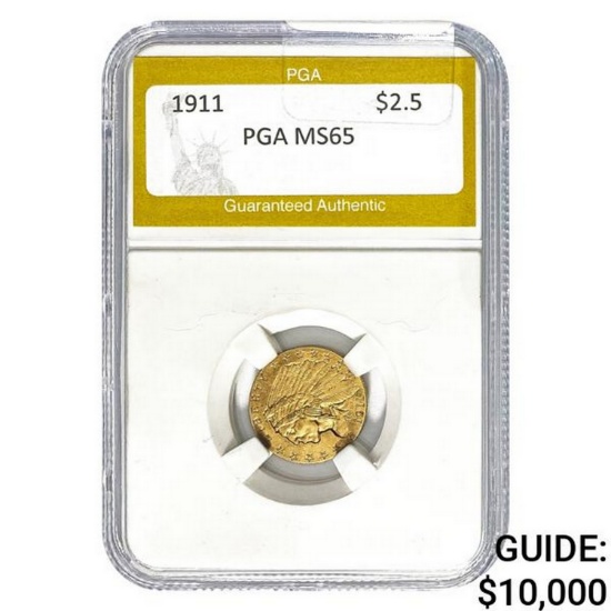 1911 $2.5 Indian Head PGA MS65