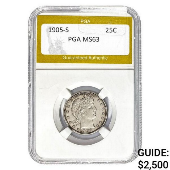1905-S Barber Quarter PGA MS63
