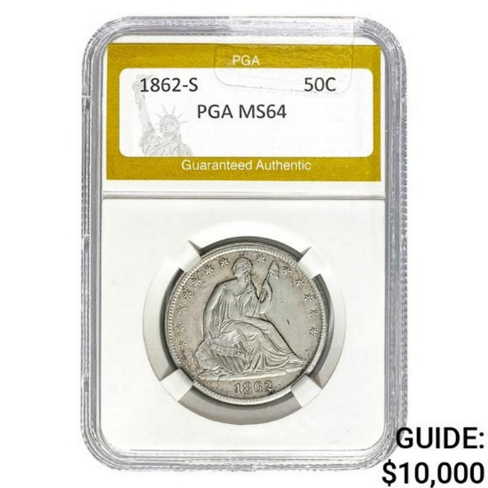 1862-S Seated Liberty Half Dollar PGA MS