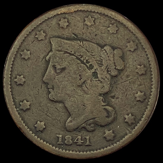 1841 Braided Hair Large Cent NICELY CIRCULATED