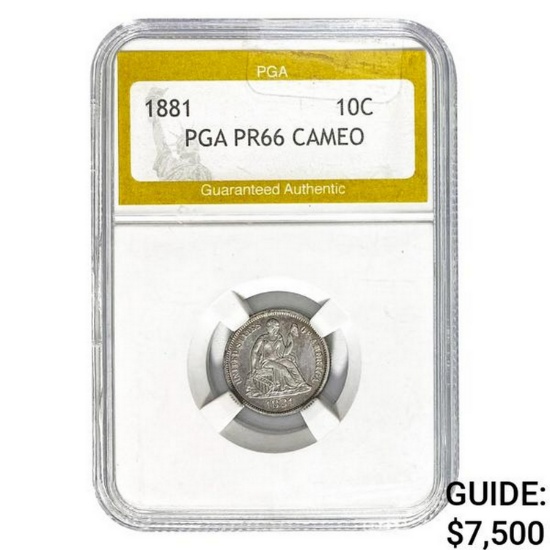 1881 10C PGA PR66 CAMEO