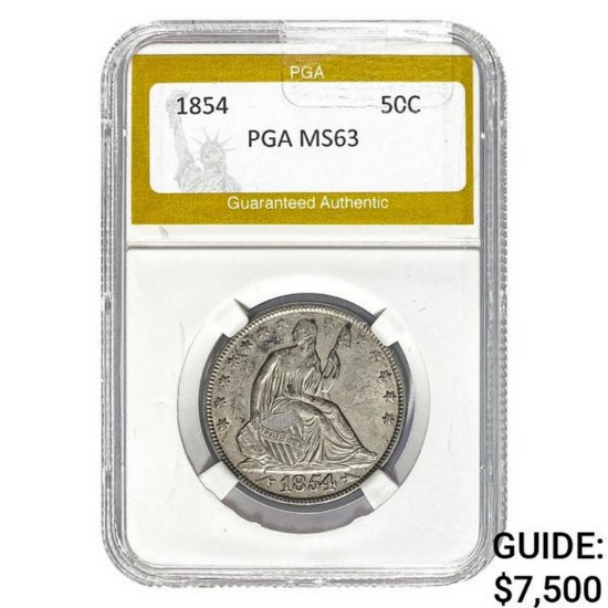 1854 Seated Liberty Half Dollar PGA MS63