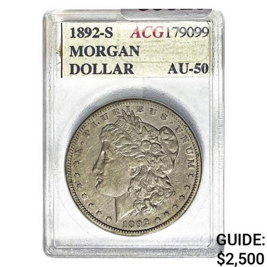 1892-S Morgan Dollar ACG AU50