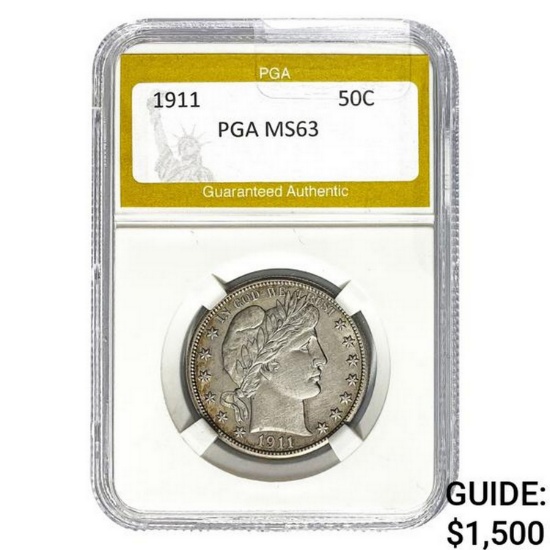 1911 Barber Half Dollar PGA MS63