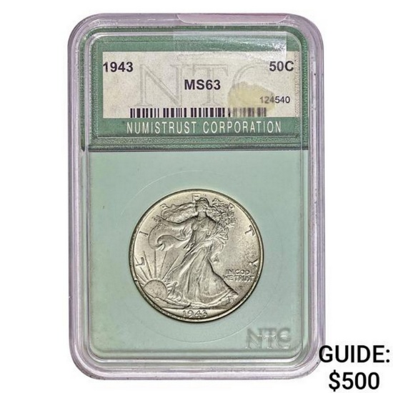 1943 Walking Liberty Half Dollar NTC MS6