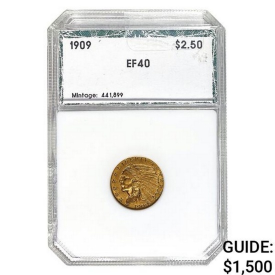 1909 $2.50 Indian Head Gold GSA EF40
