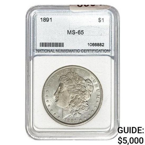 1891 Morgan Silver Dollar NNC MS-65
