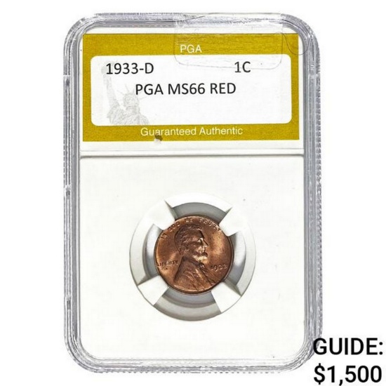 1933-D 1C PGA MS66 RED