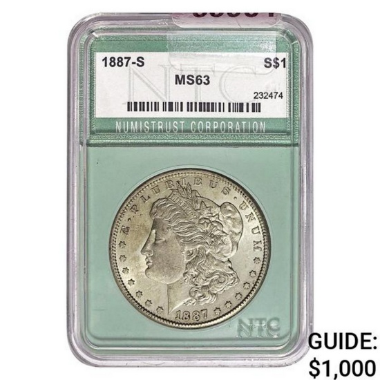 1887-S Morgan Dollar NTC MS63