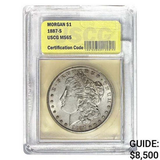 1887-S Morgan Silver Dollar USCG MS65