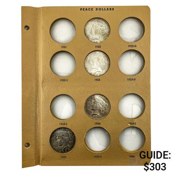1922-1925 [4] $1 Peace coins w/ Album