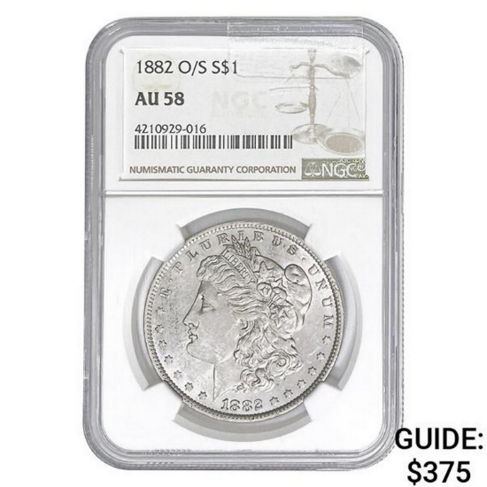 1882-O/S Morgan Silver Dollar NGC AU58