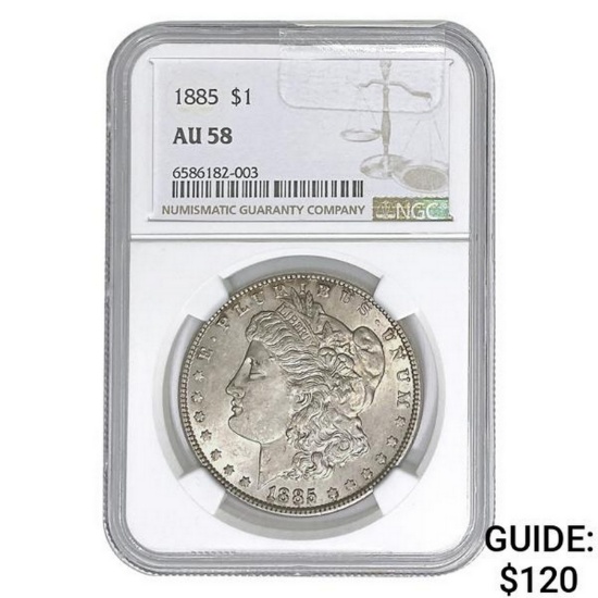 1885 Morgan Silver Dollar NGC AU58