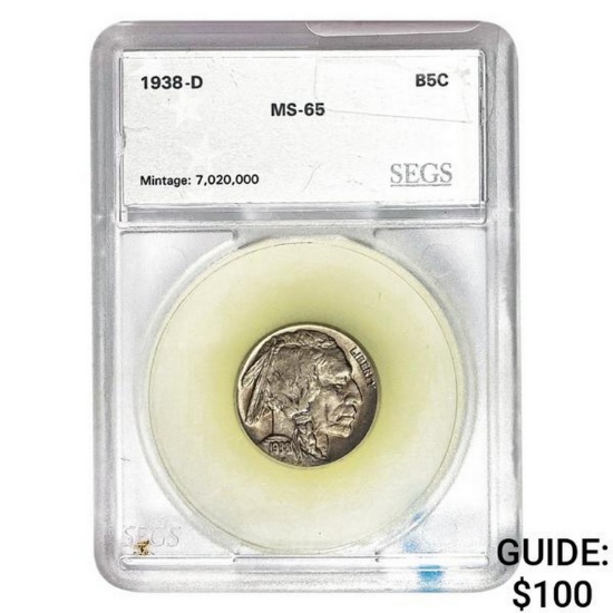 1938-D Buffalo Nickel SEGS MS-65