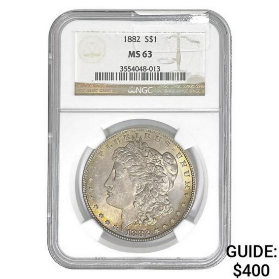 1882 Morgan Silver Dollar NGC MS63