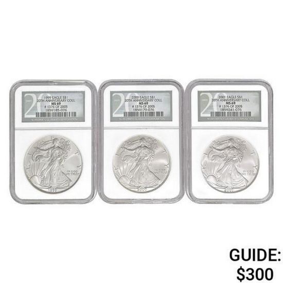 [3]1999-2001 Silver Eagle NGC MS69 20th Anniv. Coll.