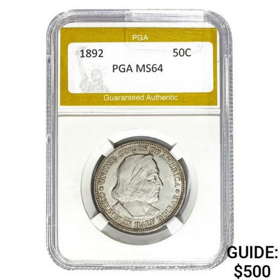 1892 Columbian Half Dollar PGA MS64