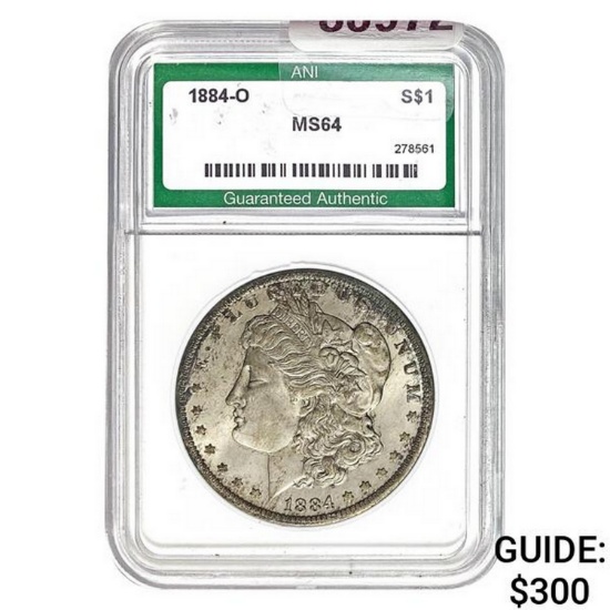 1884-O Morgan Silver Dollar ANI MS64