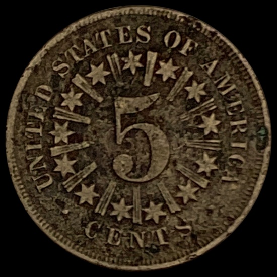 1867 RAYS Shield Nickel NICELY CIRCULATED