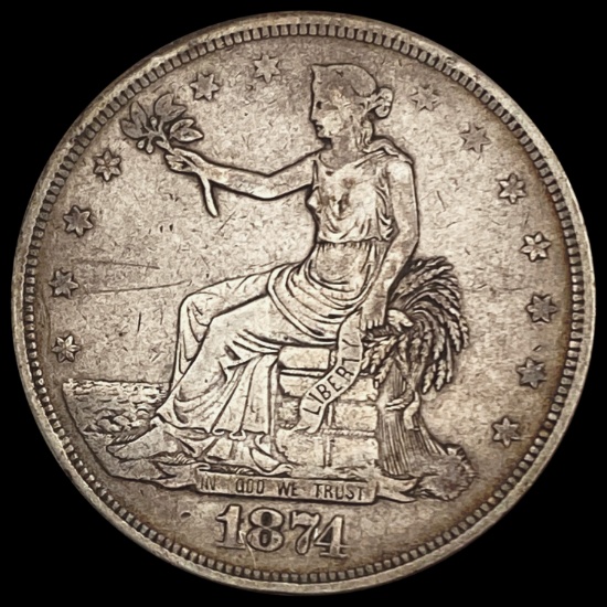 1874 Silver Trade Dollar LIGHTLY CIRCULATED