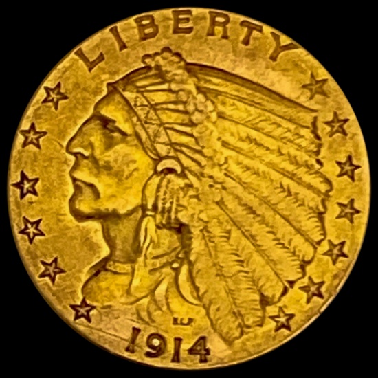 1914-D $2.5 Indian Head Quarter Eagle - Gold CLOSELY UNCIRCULATED