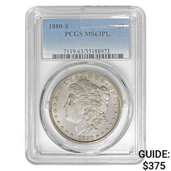 1880-S Morgan Silver Dollar PCGS MS63 PL