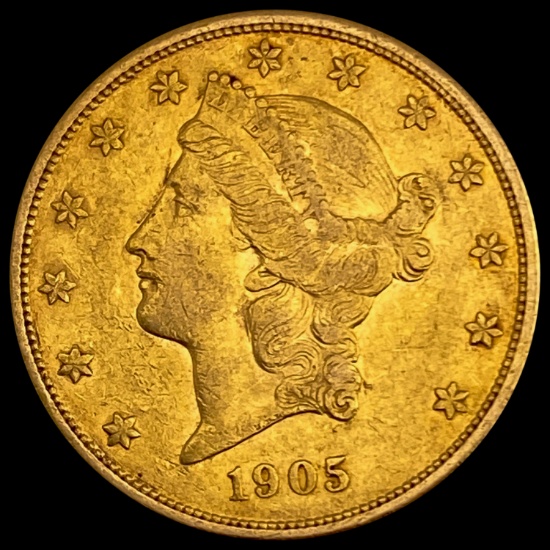 1905-S $20 Liberty Head Double Eagle - Gold NEARLY UNCIRCULATED