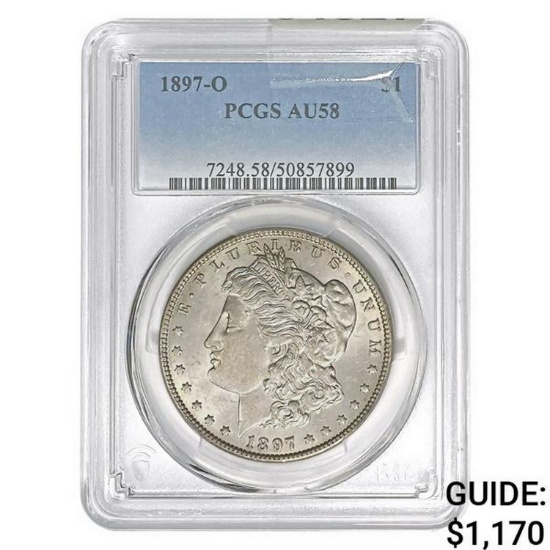 1897-O Morgan Silver Dollar PCGS AU58